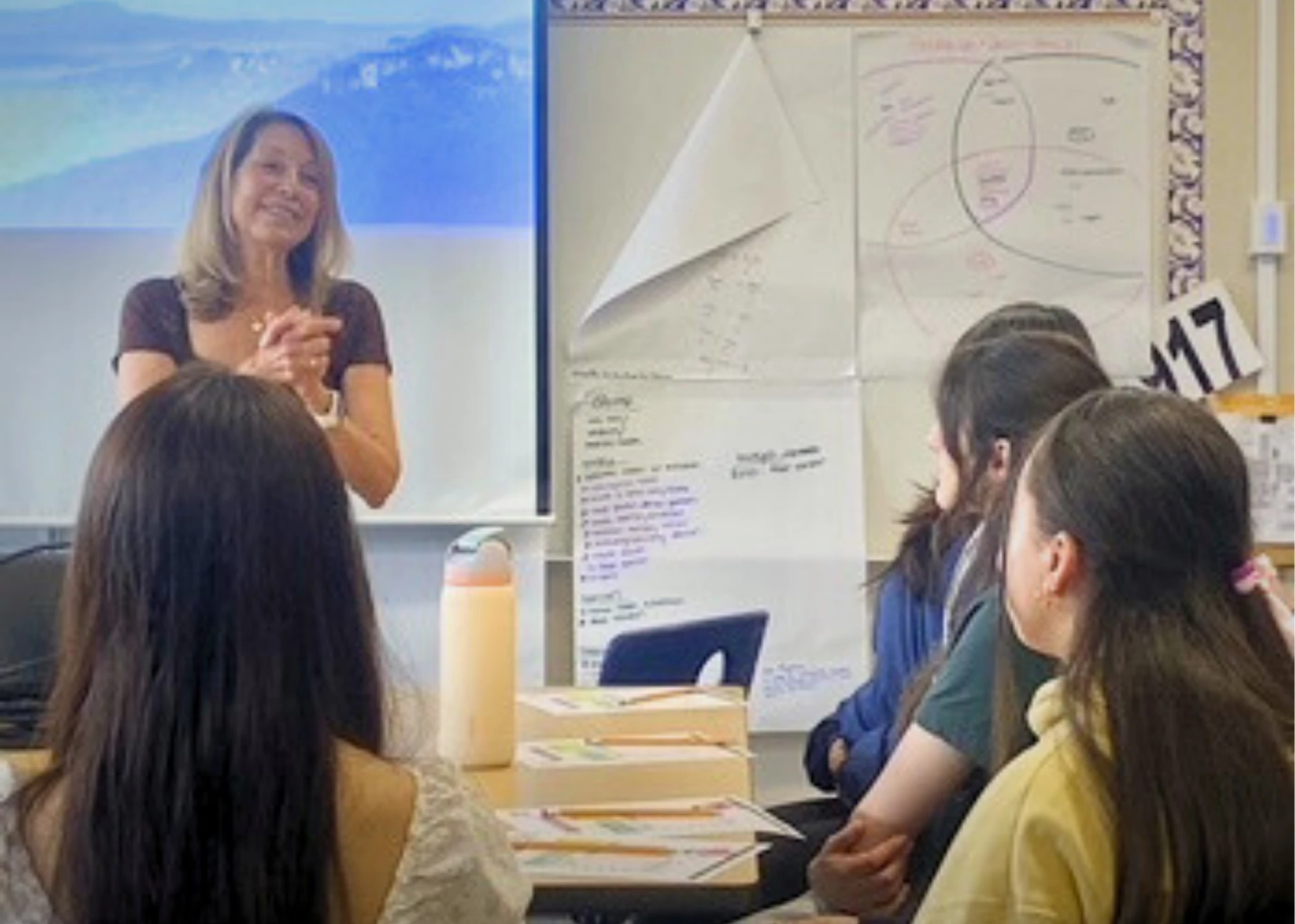 Linda coaching a group